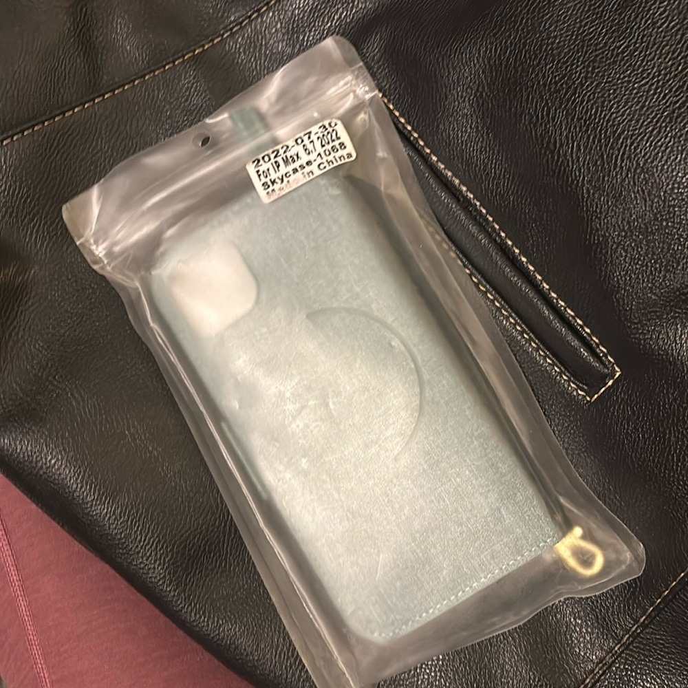 New and never used Green Skycase wallet case for iPhone pro max